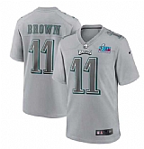 Men's Philadelphia Eagles #11 A.J. Brown Gray Super Bowl LVII Patch Atmosphere Fashion Stitched Game Jersey,baseball caps,new era cap wholesale,wholesale hats