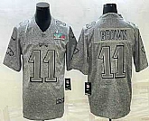 Men's Philadelphia Eagles #11 AJ Brown Grey Super Bowl LVII Patch Stitched Jersey,baseball caps,new era cap wholesale,wholesale hats