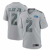 Men's Philadelphia Eagles #2 Darius Slay Jr. Gray Super Bowl LVII Patch Atmosphere Fashion Stitched Game Jersey,baseball caps,new era cap wholesale,wholesale hats