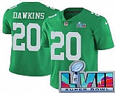 Men's Philadelphia Eagles #20 Brian Dawkins Limited Green Rush Super Bowl LVII Vapor Jersey,baseball caps,new era cap wholesale,wholesale hats