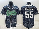 Men's Philadelphia Eagles #55 Brandon Graham Gray Camo With Patch Cool Base Stitched Baseball Jersey,baseball caps,new era cap wholesale,wholesale hats