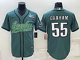 Men's Philadelphia Eagles #55 Brandon Graham Green With Super Bowl LVII Patch Cool Base Stitched Baseball Jersey,baseball caps,new era cap wholesale,wholesale hats