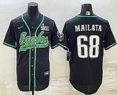 Men's Philadelphia Eagles #68 Jordan Mailata Black With Super Bowl LVII Patch Cool Base Stitched Baseball Jersey,baseball caps,new era cap wholesale,wholesale hats