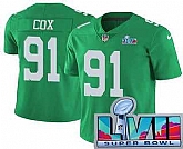 Men's Philadelphia Eagles #91 Fletcher Cox Limited Green Rush Super Bowl LVII Vapor Jersey,baseball caps,new era cap wholesale,wholesale hats