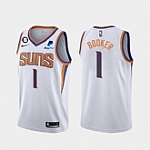 Men's Phoenix Suns #1 Devin Booker White Association Edition With NO.6 Patch Stitched Basketball Jersey,baseball caps,new era cap wholesale,wholesale hats