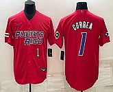 Men's Puerto Rico Baseball #1 Carlos Correa Number 2023 Red World Baseball Classic Stitched Jerseys,baseball caps,new era cap wholesale,wholesale hats