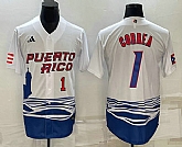 Men's Puerto Rico Baseball #1 Carlos Correa Number White 2023 World Baseball Classic Stitched Jersey,baseball caps,new era cap wholesale,wholesale hats