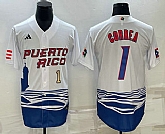 Men's Puerto Rico Baseball #1 Carlos Correa Number White 2023 World Baseball Classic Stitched Jerseys,baseball caps,new era cap wholesale,wholesale hats