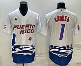 Men's Puerto Rico Baseball #1 Carlos Correa White 2023 World Baseball Classic Stitched Jersey,baseball caps,new era cap wholesale,wholesale hats