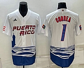 Men's Puerto Rico Baseball #1 Carlos Correa White 2023 World Baseball Classic Stitched Jerseys,baseball caps,new era cap wholesale,wholesale hats