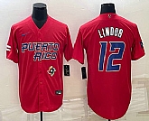 Men's Puerto Rico Baseball #12 Francisco Lindor 2023 Red World Baseball Classic Stitched Jersey,baseball caps,new era cap wholesale,wholesale hats