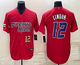 Men's Puerto Rico Baseball #12 Francisco Lindor Number 2023 Red World Baseball Classic Stitched Jersey,baseball caps,new era cap wholesale,wholesale hats