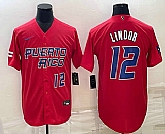 Men's Puerto Rico Baseball #12 Francisco Lindor Number 2023 Red World Baseball Classic Stitched Jerseys,baseball caps,new era cap wholesale,wholesale hats