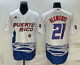 Men's Puerto Rico Baseball #21 Roberto Clemente 2023 White World Baseball Classic Stitched Jersey,baseball caps,new era cap wholesale,wholesale hats