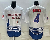 Men's Puerto Rico Baseball #4 Carlos Correa 2023 White World Baseball Classic Stitched Jersey,baseball caps,new era cap wholesale,wholesale hats