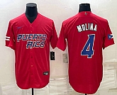 Men's Puerto Rico Baseball #4 Yadier Molina 2023 Red World Baseball Classic Stitched Jerseys,baseball caps,new era cap wholesale,wholesale hats