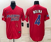 Men's Puerto Rico Baseball #4 Yadier Molina Number 2023 Red World Baseball Classic Stitched Jerseys,baseball caps,new era cap wholesale,wholesale hats