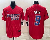 Men's Puerto Rico Baseball #9 Javier Baez 2023 Red World Baseball Classic Stitched Jersey,baseball caps,new era cap wholesale,wholesale hats