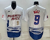 Men's Puerto Rico Baseball #9 Javier Baez Number White 2023 World Baseball Classic Stitched Jerseys,baseball caps,new era cap wholesale,wholesale hats