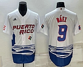 Men's Puerto Rico Baseball #9 Javier Baez White 2023 World Baseball Classic Stitched Jerseys,baseball caps,new era cap wholesale,wholesale hats