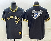 Men's Toronto Blue Jays Big Logo Black Gold Nike Cooperstown Legend V Neck Jersey,baseball caps,new era cap wholesale,wholesale hats