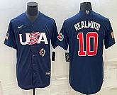 Men's USA Baseball #10 JT Realmuto 2023 Navy World Baseball Classic Stitched Jerseys,baseball caps,new era cap wholesale,wholesale hats