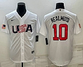Men's USA Baseball #10 JT Realmuto 2023 White World Baseball Classic Stitched Jersey,baseball caps,new era cap wholesale,wholesale hats