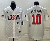 Men's USA Baseball #10 JT Realmuto 2023 White World Baseball Classic Stitched Jerseys,baseball caps,new era cap wholesale,wholesale hats