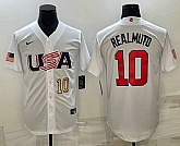 Men's USA Baseball #10 JT Realmuto Number 2023 White World Baseball Classic Stitched Jersey,baseball caps,new era cap wholesale,wholesale hats
