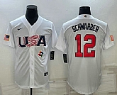 Men's USA Baseball #12 Kyle Schwarber 2023 White World Baseball Classic Stitched Jerseys,baseball caps,new era cap wholesale,wholesale hats