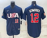 Men's USA Baseball #12 Kyle Schwarber Number 2023 Navy World Baseball Classic Stitched Jerseys,baseball caps,new era cap wholesale,wholesale hats