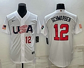 Men's USA Baseball #12 Kyle Schwarber Number 2023 White World Baseball Classic Stitched Jerseys,baseball caps,new era cap wholesale,wholesale hats