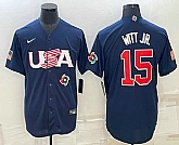 Men's USA Baseball #15 Bobby Witt Jr 2023 Navy World Baseball Classic Stitched Jersey,baseball caps,new era cap wholesale,wholesale hats