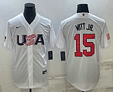 Men's USA Baseball #15 Bobby Witt Jr 2023 White World Baseball Classic Replica Stitched Jersey,baseball caps,new era cap wholesale,wholesale hats