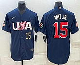 Men's USA Baseball #15 Bobby Witt Jr Number 2023 Navy World Baseball Classic Stitched Jersey,baseball caps,new era cap wholesale,wholesale hats