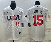 Men's USA Baseball #15 Bobby Witt Jr Number 2023 White World Baseball Classic Replica Stitched Jersey,baseball caps,new era cap wholesale,wholesale hats