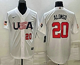 Men's USA Baseball #20 Pete Alonso Number 2023 White World Baseball Classic Stitched Jersey,baseball caps,new era cap wholesale,wholesale hats