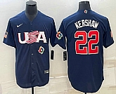 Men's USA Baseball #22 Clayton Kershaw 2023 Navy World Baseball Classic Stitched Jerseys,baseball caps,new era cap wholesale,wholesale hats