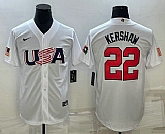 Men's USA Baseball #22 Clayton Kershaw 2023 White World Baseball Classic Stitched Jerseys,baseball caps,new era cap wholesale,wholesale hats