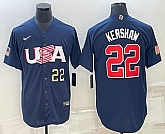 Men's USA Baseball #22 Clayton Kershaw Number 2023 Navy World Baseball Classic Stitched Jersey,baseball caps,new era cap wholesale,wholesale hats