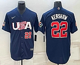 Men's USA Baseball #22 Clayton Kershaw Number 2023 Navy World Baseball Classic Stitched Jerseys,baseball caps,new era cap wholesale,wholesale hats