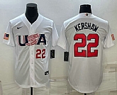 Men's USA Baseball #22 Clayton Kershaw Number 2023 White World Baseball Classic Stitched Jersey,baseball caps,new era cap wholesale,wholesale hats