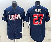 Men's USA Baseball #27 Mike Trout 2023 Navy World Baseball Classic Stitched Jerseys,baseball caps,new era cap wholesale,wholesale hats