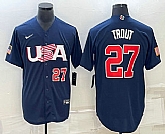 Men's USA Baseball #27 Mike Trout Number 2023 Navy World Baseball Classic Stitched Jerseys,baseball caps,new era cap wholesale,wholesale hats