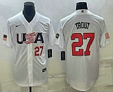 Men's USA Baseball #27 Mike Trout Number 2023 White World Baseball Classic Replica Stitched Jersey,baseball caps,new era cap wholesale,wholesale hats