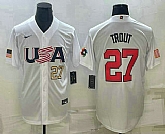 Men's USA Baseball #27 Mike Trout Number 2023 White World Baseball Classic Replica Stitched Jerseys,baseball caps,new era cap wholesale,wholesale hats