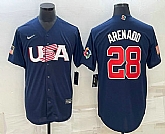 Men's USA Baseball #28 Nolan Arenado 2023 Navy World Baseball Classic Stitched Jersey,baseball caps,new era cap wholesale,wholesale hats