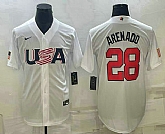 Men's USA Baseball #28 Nolan Arenado 2023 White World Baseball Classic Replica Stitched Jersey,baseball caps,new era cap wholesale,wholesale hats