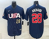 Men's USA Baseball #28 Nolan Arenado Number 2023 Navy World Baseball Classic Stitched Jerseys,baseball caps,new era cap wholesale,wholesale hats