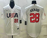 Men's USA Baseball #28 Nolan Arenado Number 2023 White World Baseball Classic Replica Stitched Jersey,baseball caps,new era cap wholesale,wholesale hats